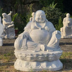 Tượng di lặc đá trắng nguyên khối